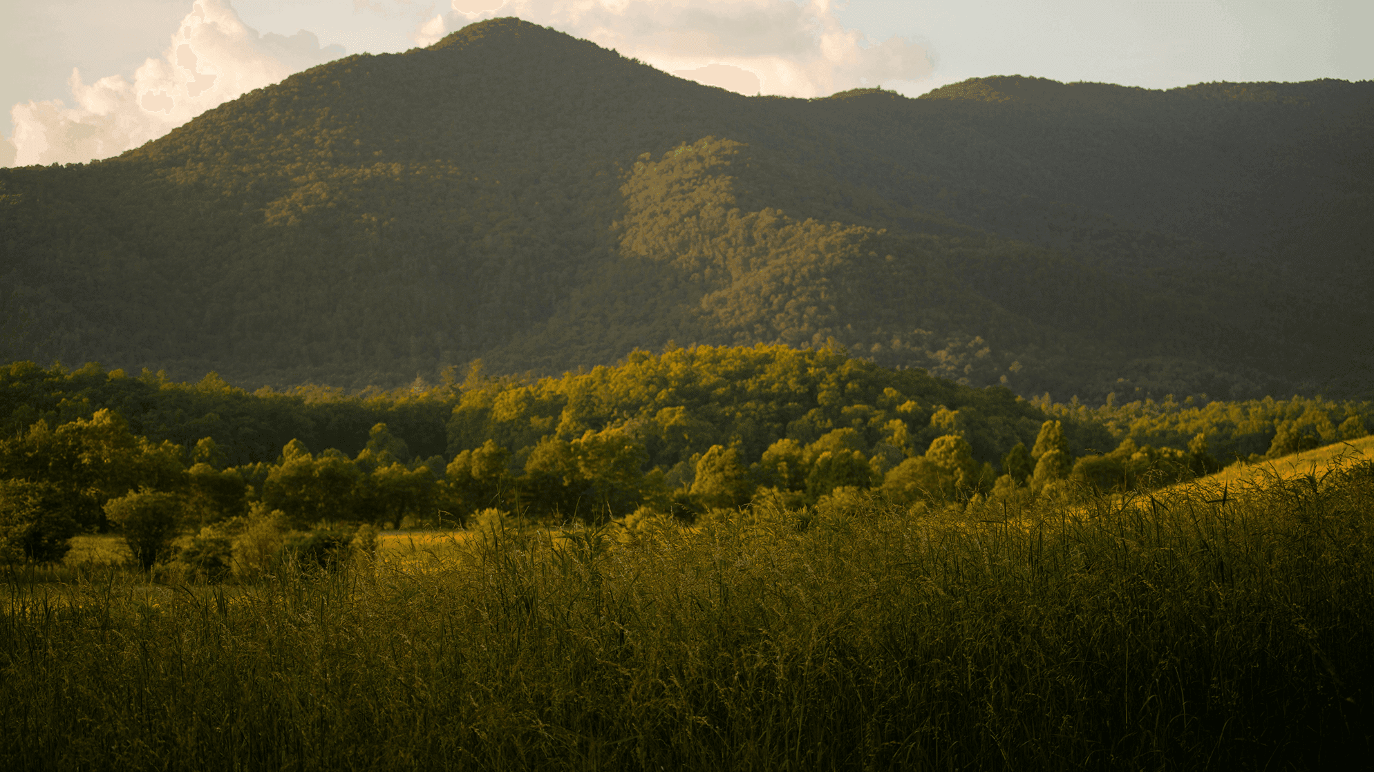 Mountain ridgeline at dusk
