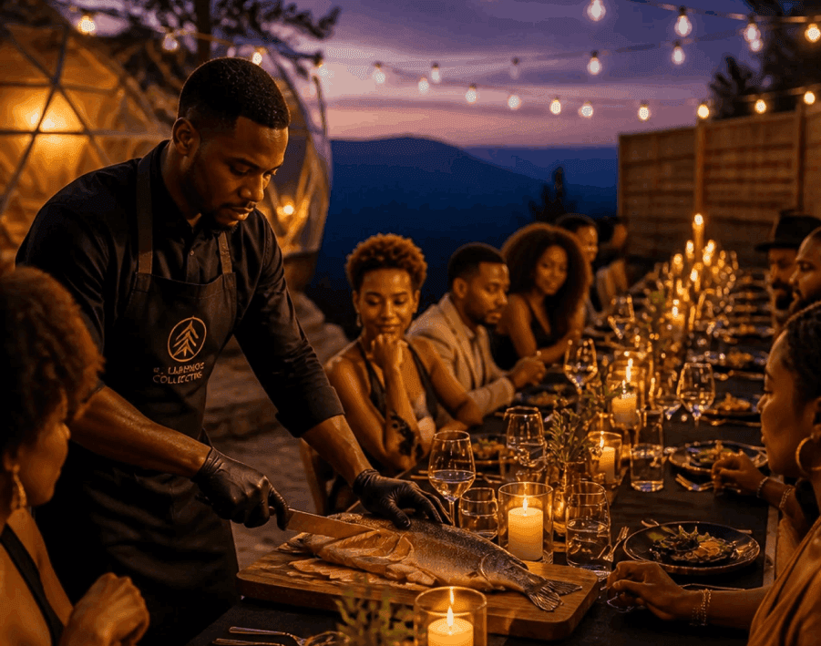 The welcome table set for an intimate evening meal